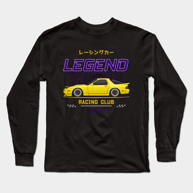 Midnight Racer Yellow FC3S RX7 JDM Long Sleeve T-Shirt by GoldenTuners